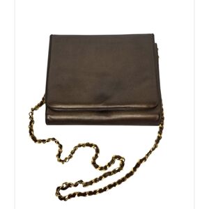 Stuart Weitzman Vintage Bronze Metallic Crossbody Envelope Clutch